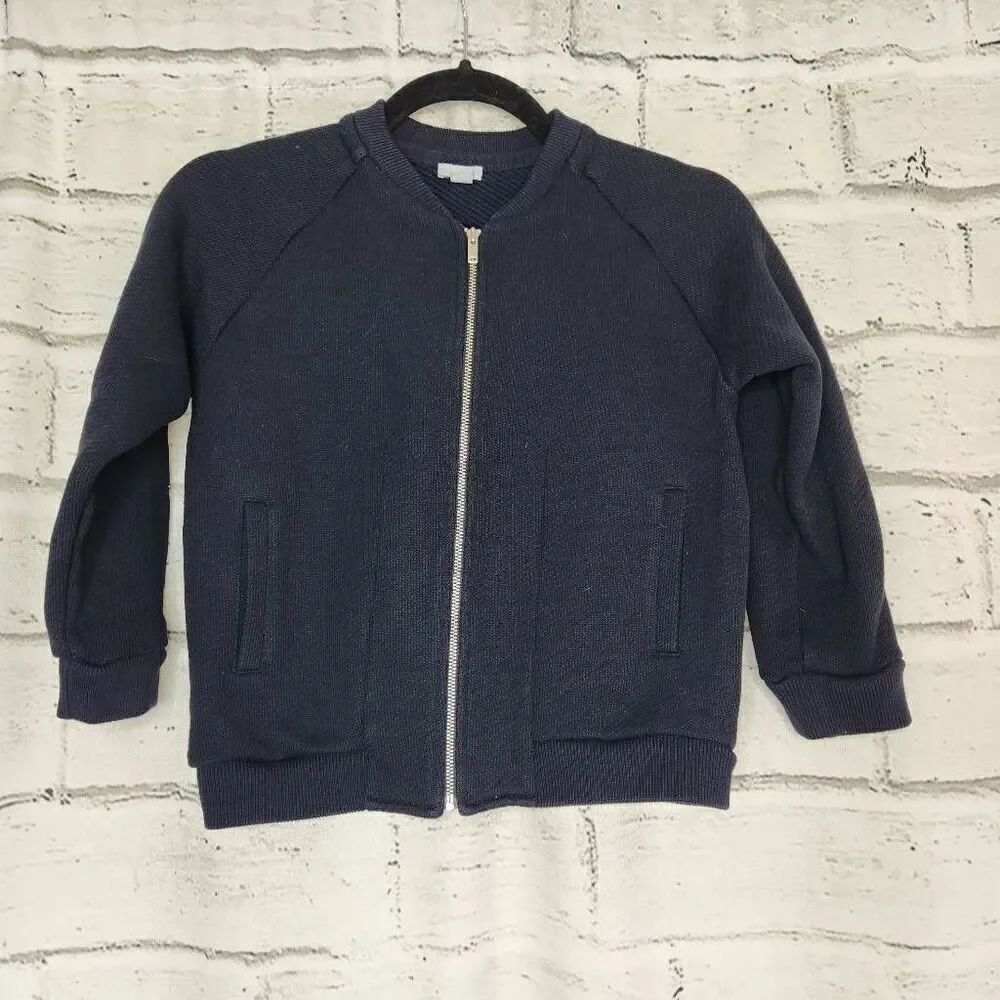 COS Kids Navy Blue Full Zip Raglan Long Sleeve Cotton Blend Jacket Size 6-8Y